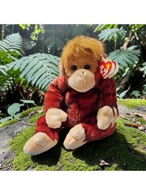 Vintage Ty Beanie Buddies Schweetheart Orangutan 1999 Plush Tip Dyed Fur w/ Tags